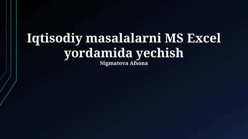 Excel iqtisodiy tahlil