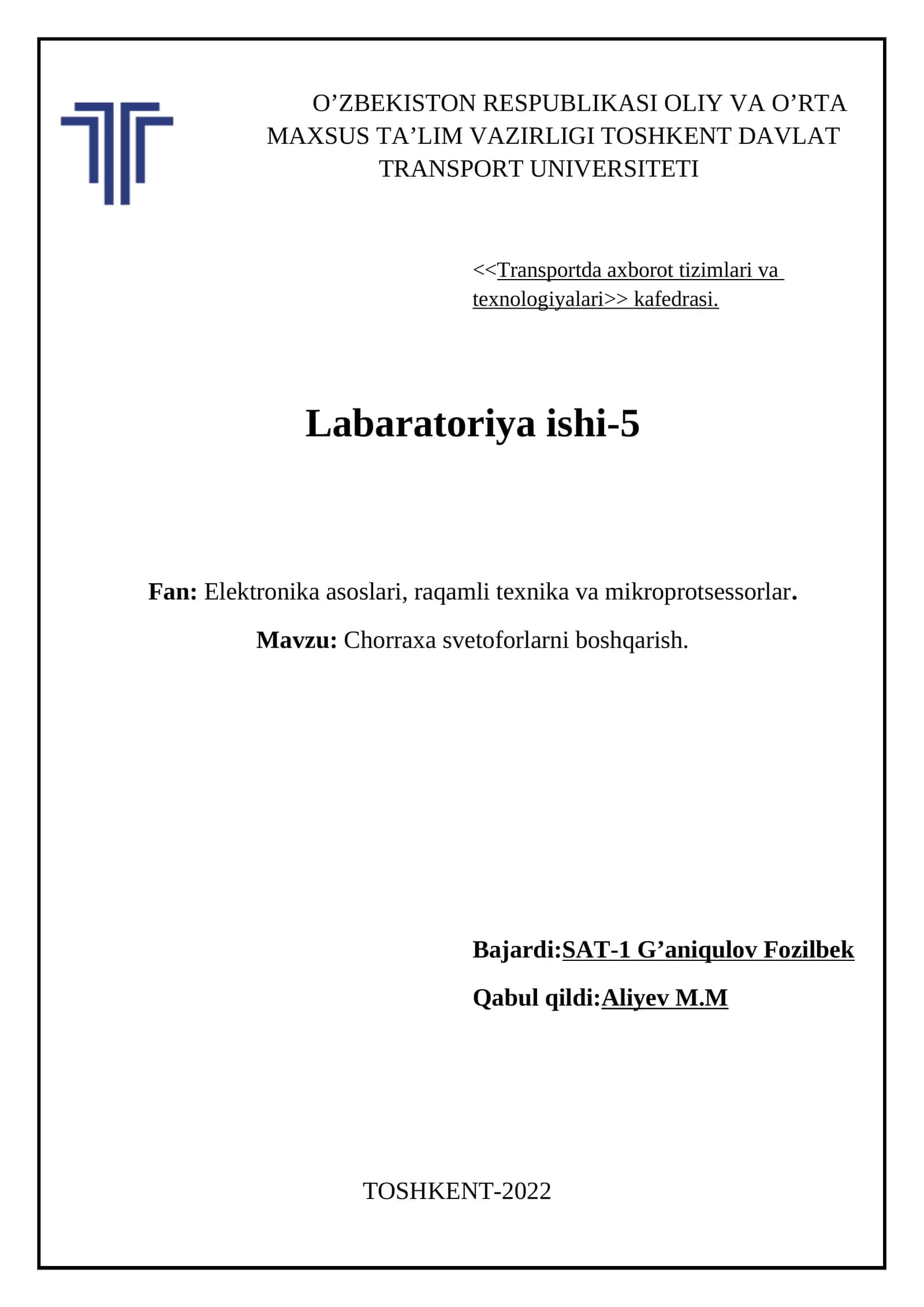 Elektronika Laboratory ishi