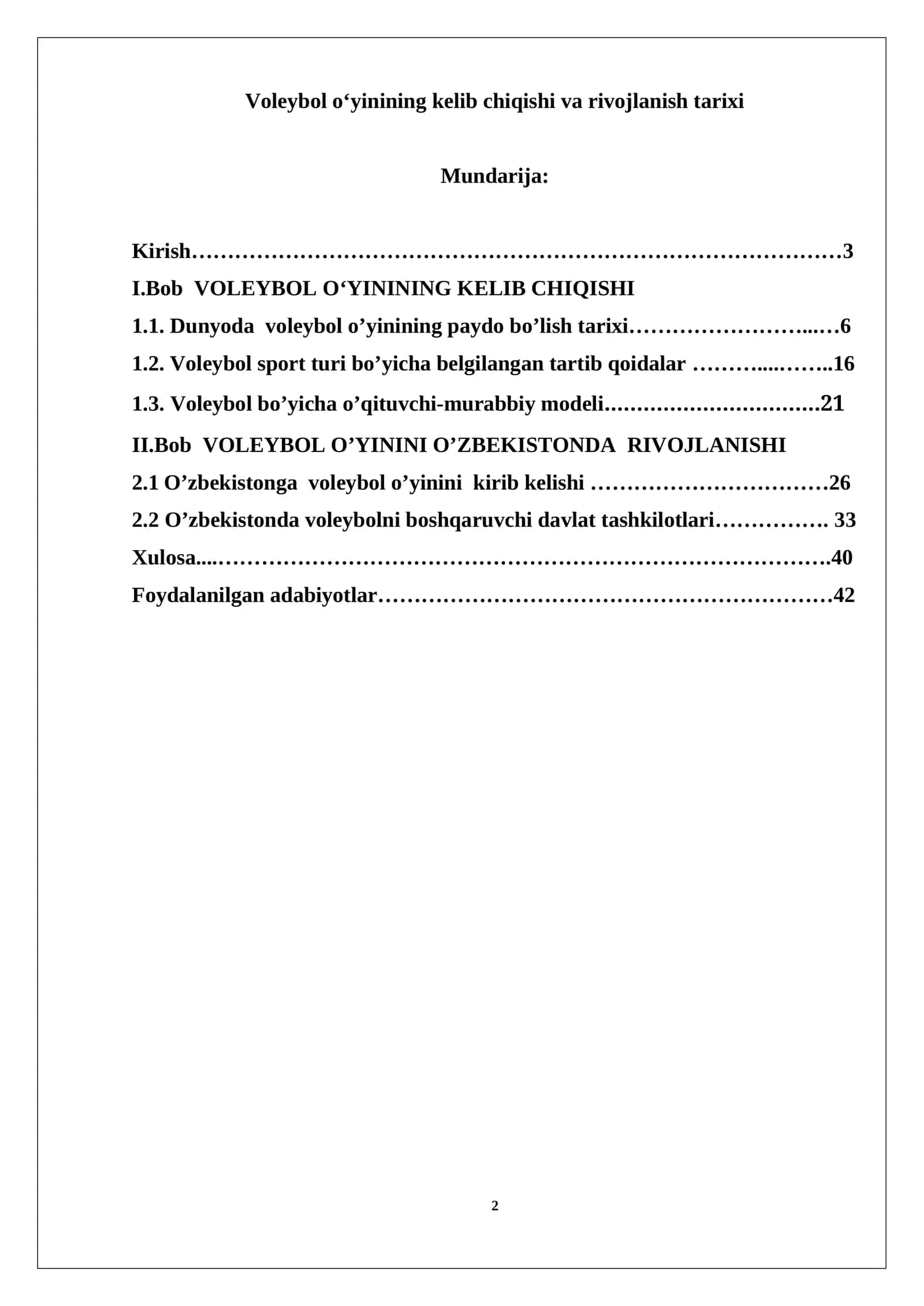 Voleybol o‘yinining kelib chiqishi va rivojlanish tarixi