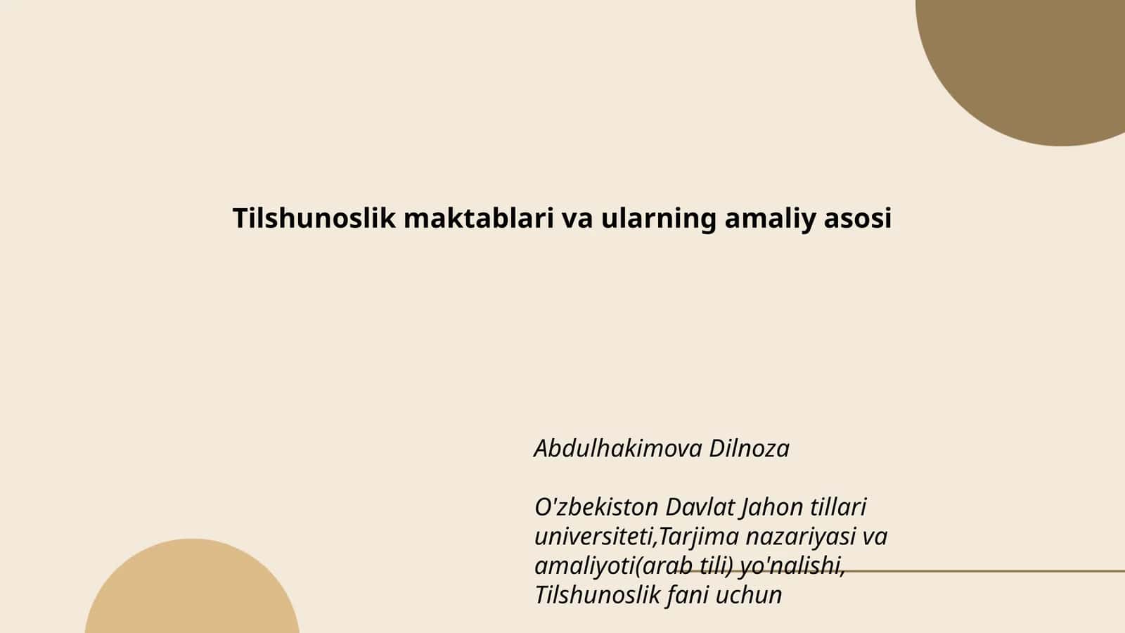 Tilshunoslik maktablari va ularning amaliy asosi