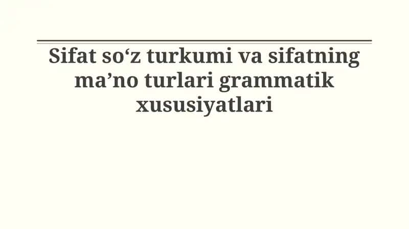 Sifat soʻz turkumi