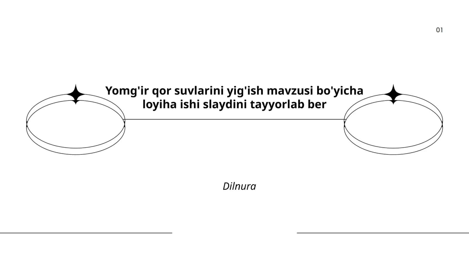 Yomg'ir qor suvlarini yig'ish mavzusi bo'yicha loyiha ishi slaydini tayyorlab ber