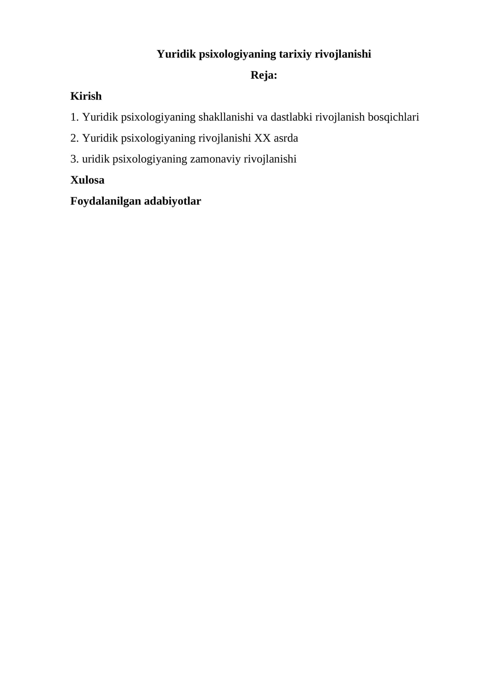 Yuridik psixologiyaning tarixiy rivojlanishi