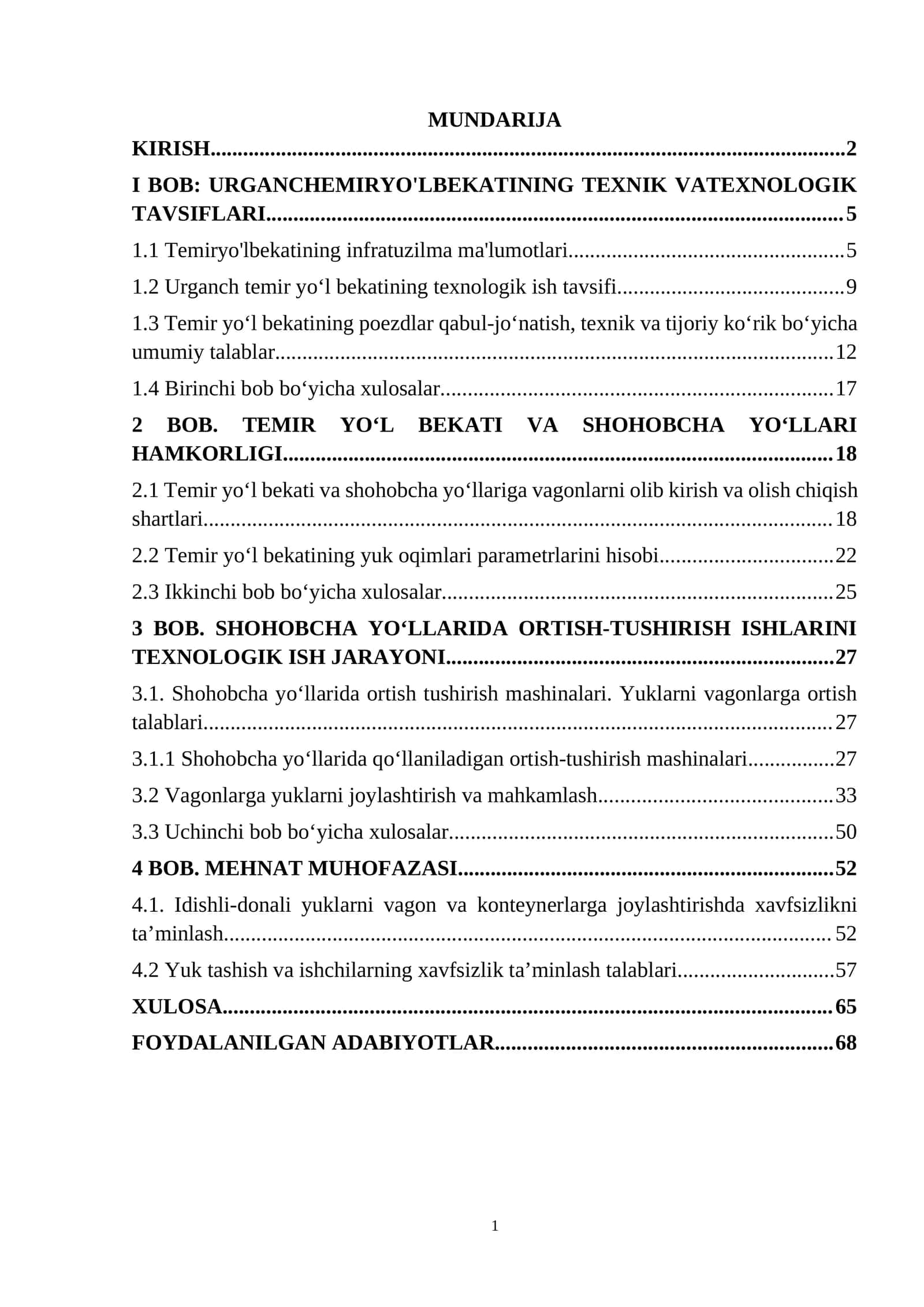 URGANCHEMIRYO'LBEKATINING TEXNIK VATEXNOLOGIK TAVSIFLARI
