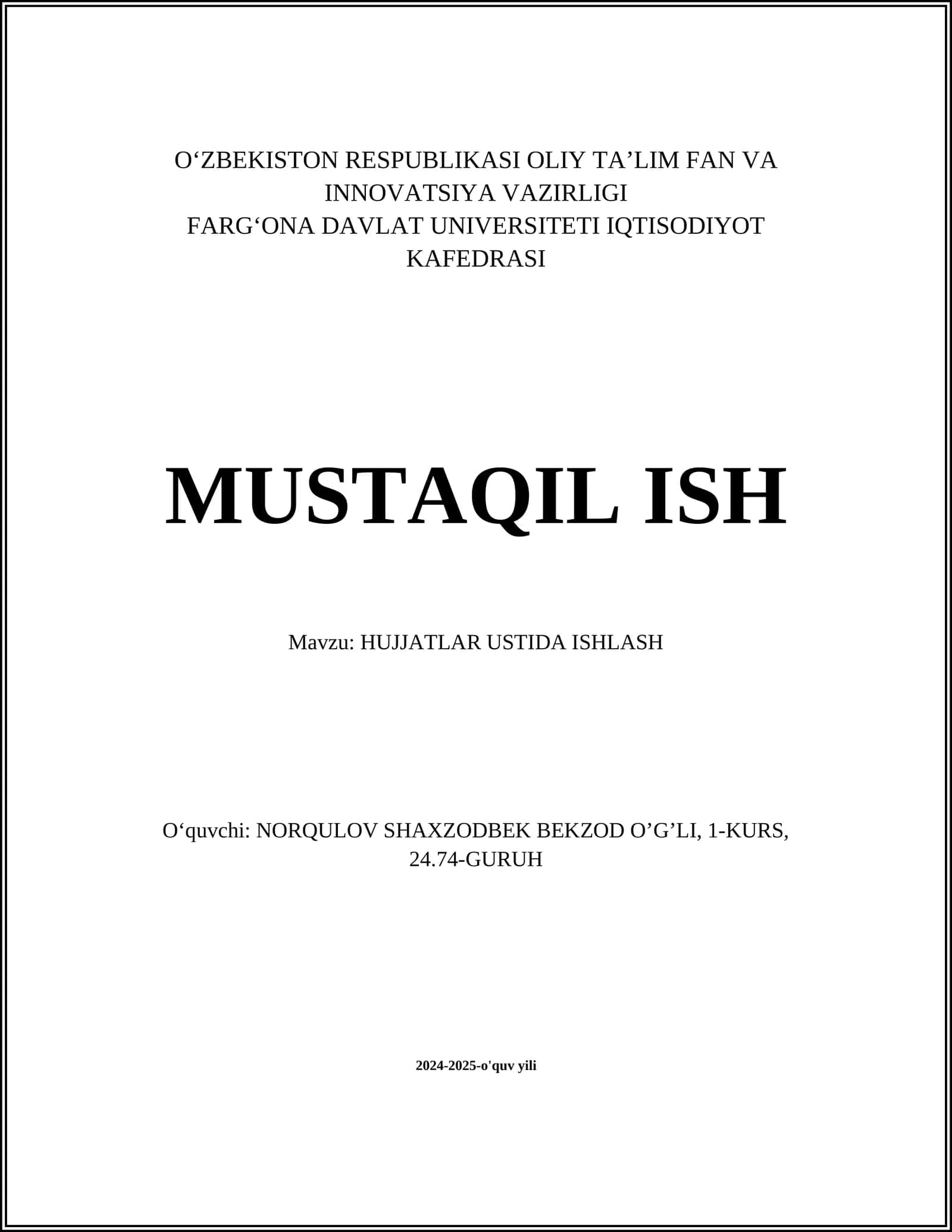 Hujjatlar ustida ishlash