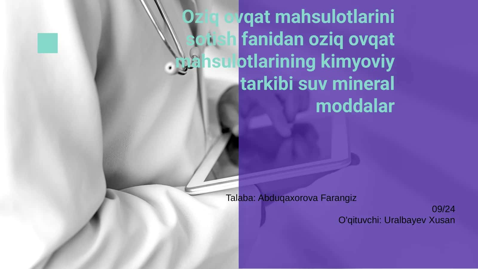 Oziq ovqat mahsulotlarining kimyoviy tarkibi