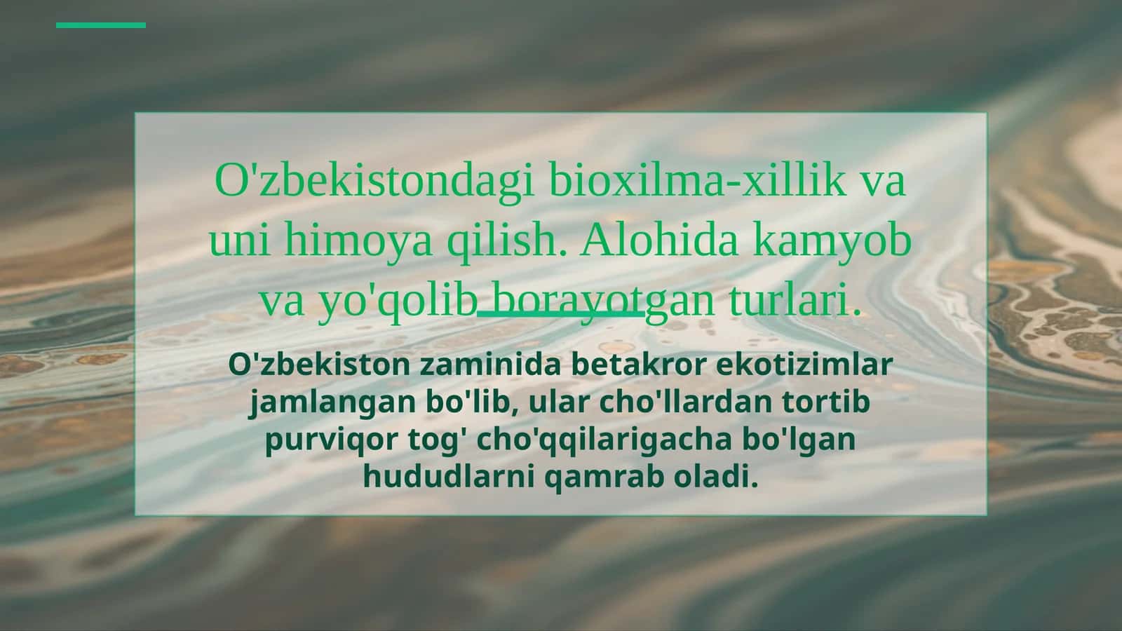 O'zbekistondagi bioxilma-xillik va uni himoya qilish