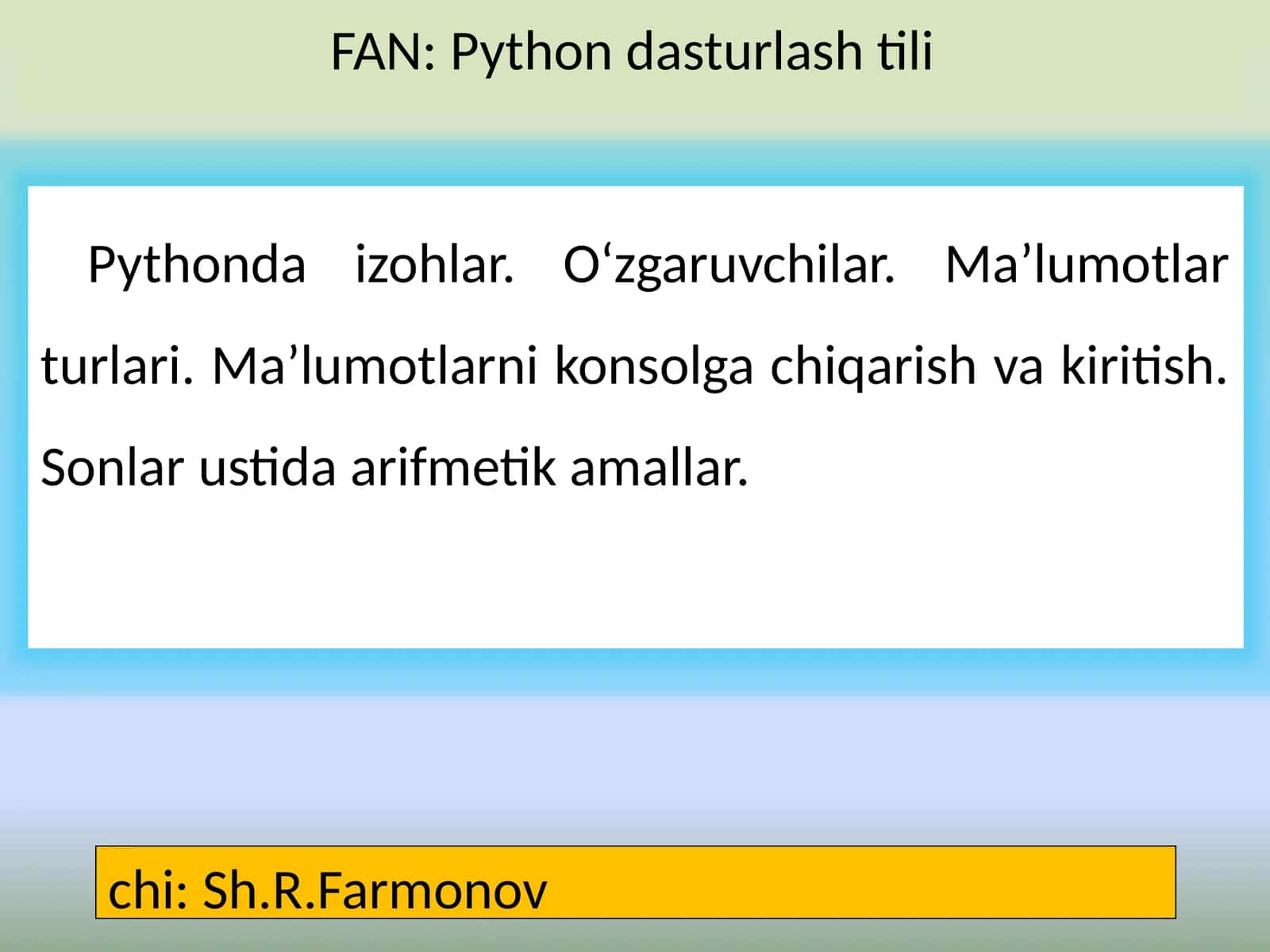 Pythonda izohlar