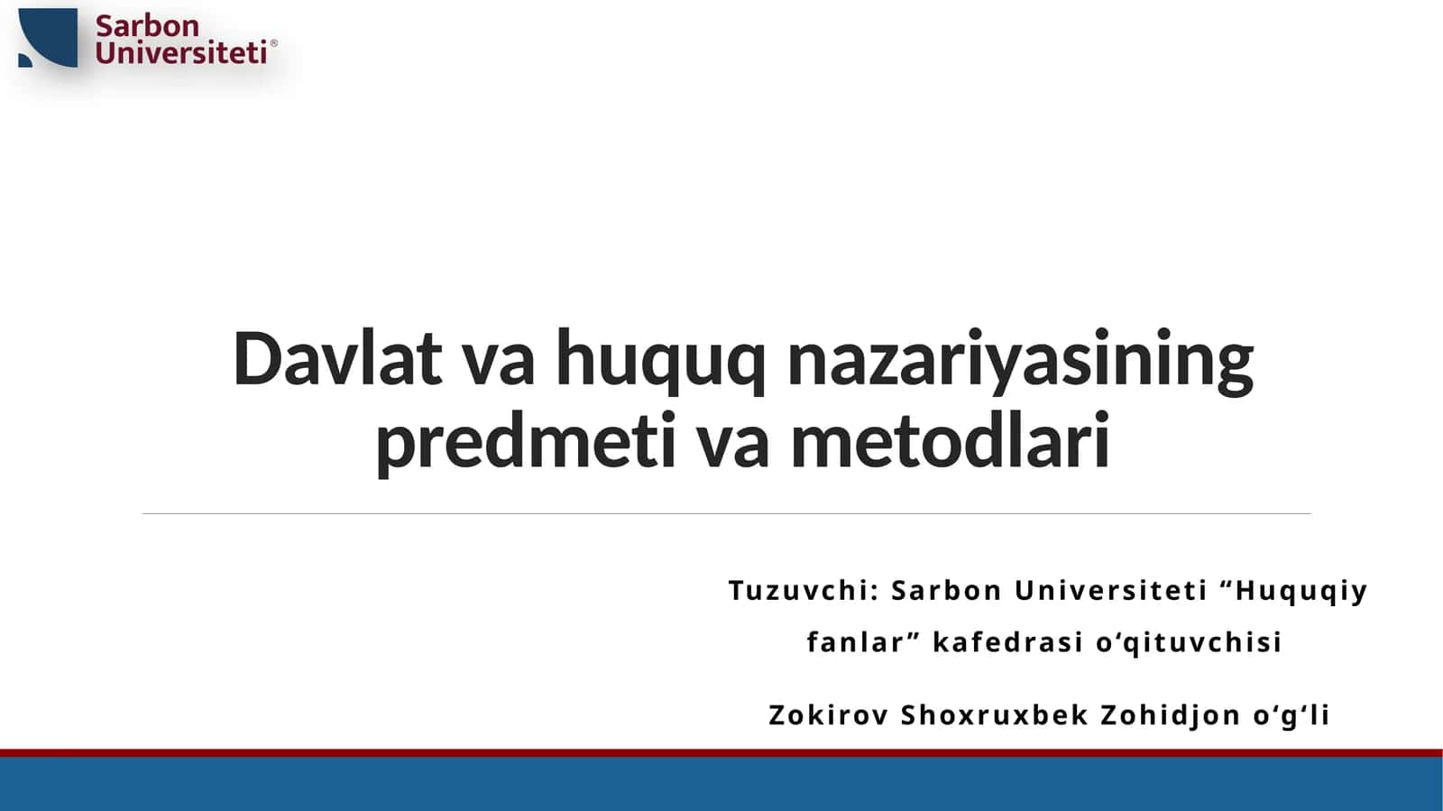 Davlat va huquq nazariyasining predmeti va metodlari