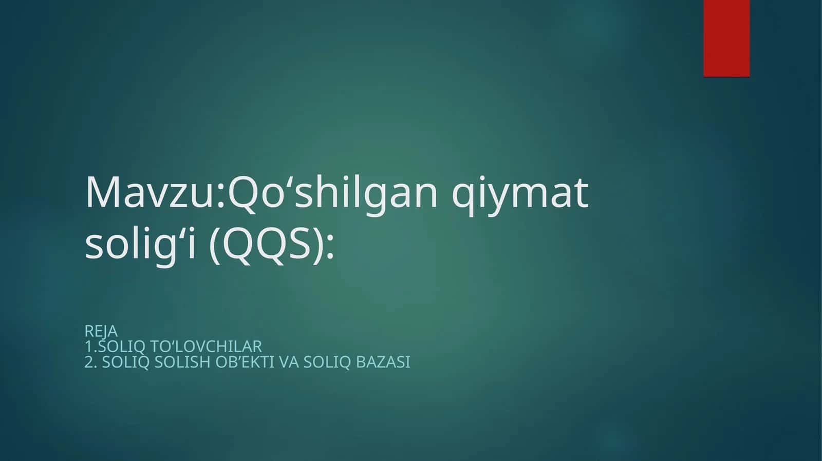 Qo‘shilgan qiymat solig‘i (QQS)