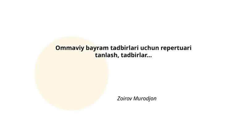 Ommaviy bayram dasturini rejalashtirish tamoyillari