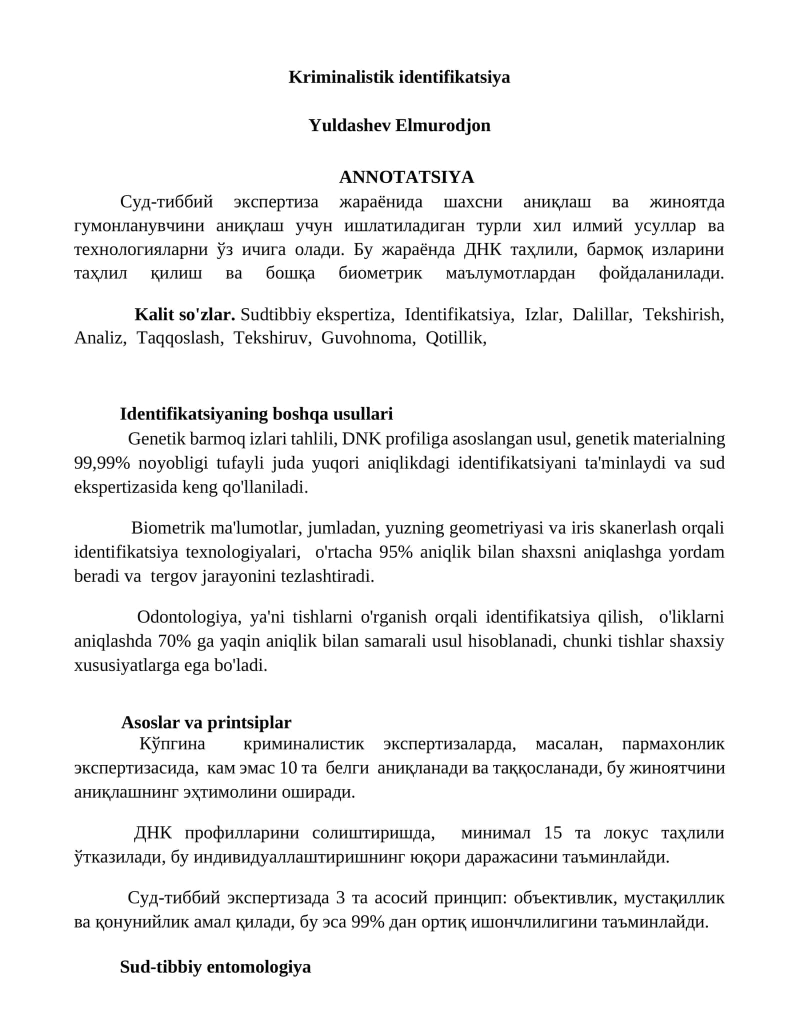 Kriminalistik identifikatsiya