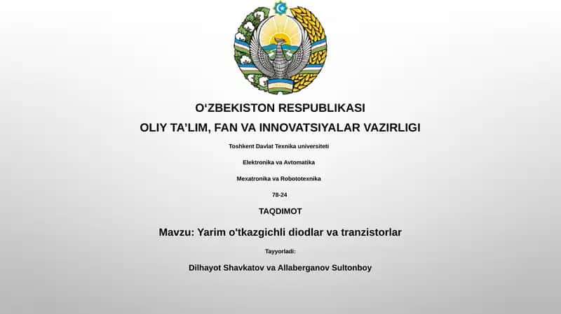 Yarim o'tkazgichli diodlar va tranzistorlar