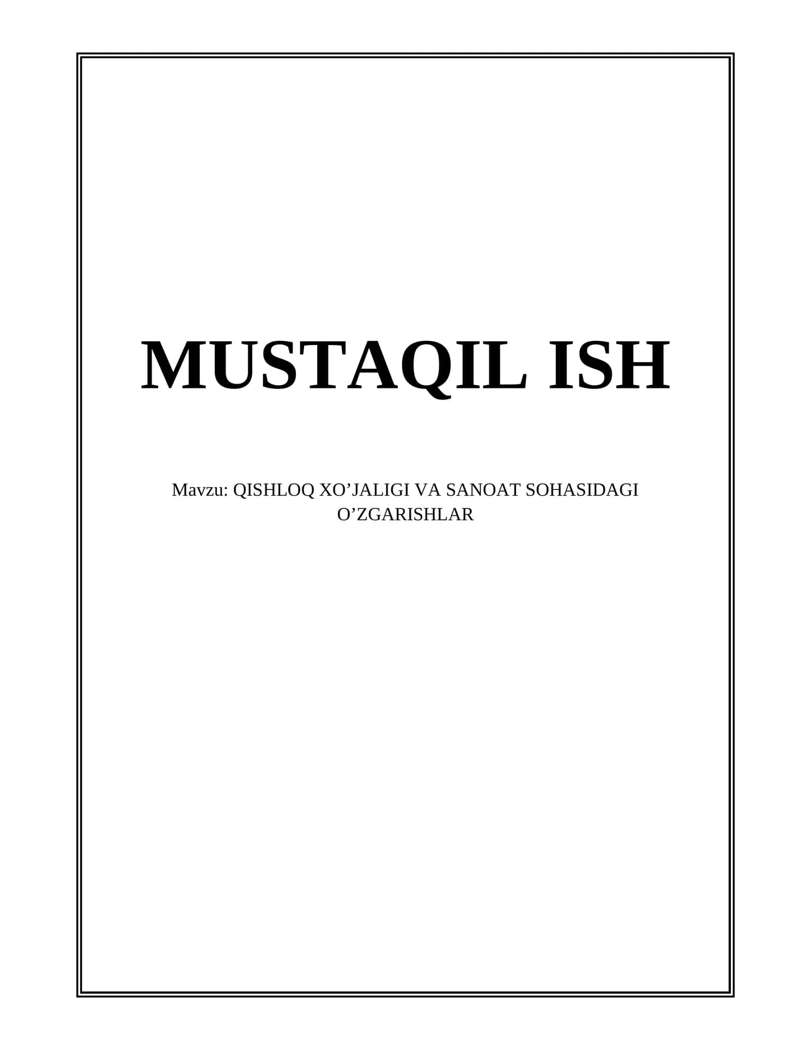 Qishloq xo’jaligida mexanizatsiya va avtomatlashtirish