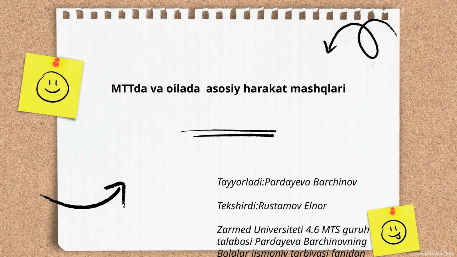Bolalar jismoniy tarbiyasi fanidan harakat mashqlari