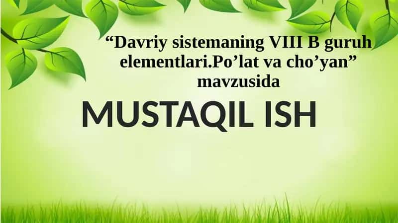 Davriy Sistemada VIII B-Guruhi Elementlari