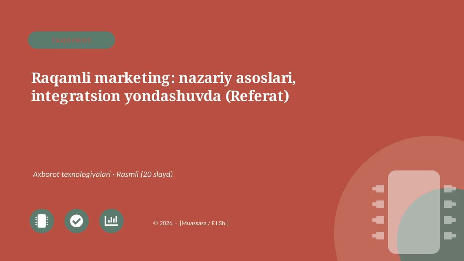 Raqamli marketing: nazariy asoslari, integratsion yondashuvda (Referat)