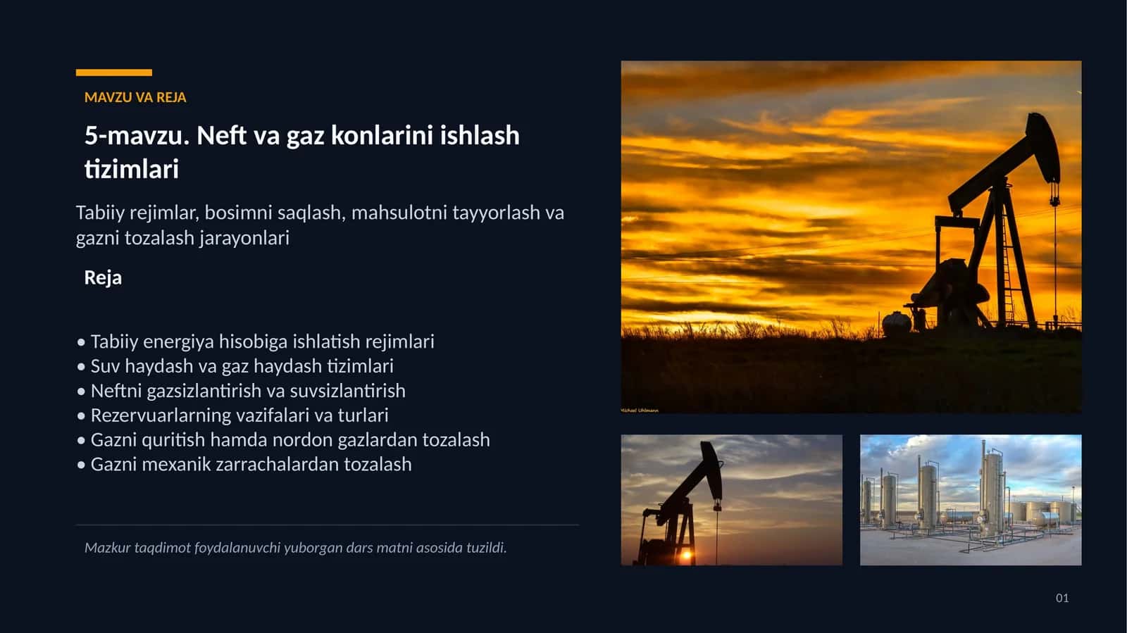 Neft va Gaz Konlarini Ishlash Tizimlari