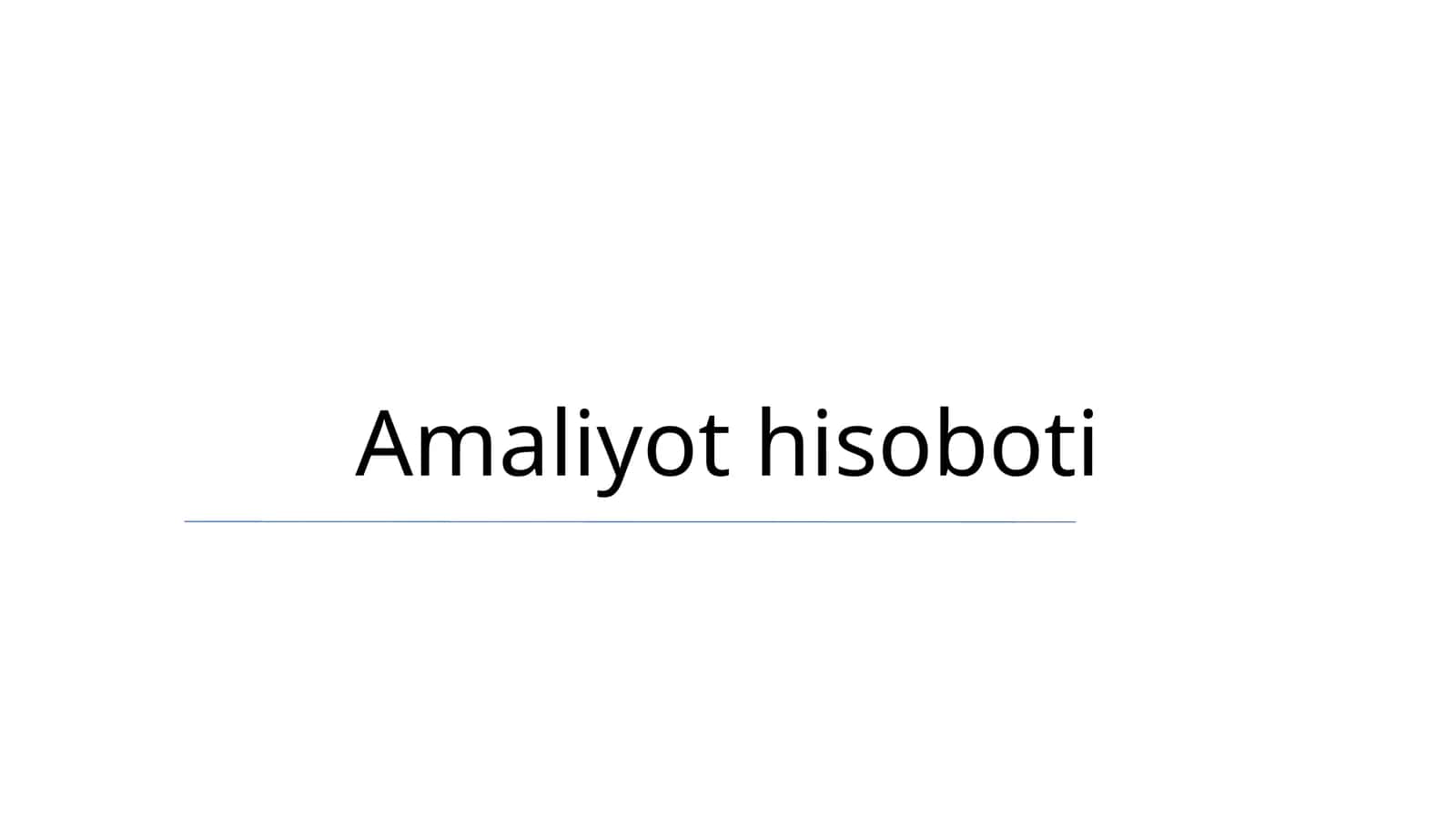 Amaliyot hisoboti