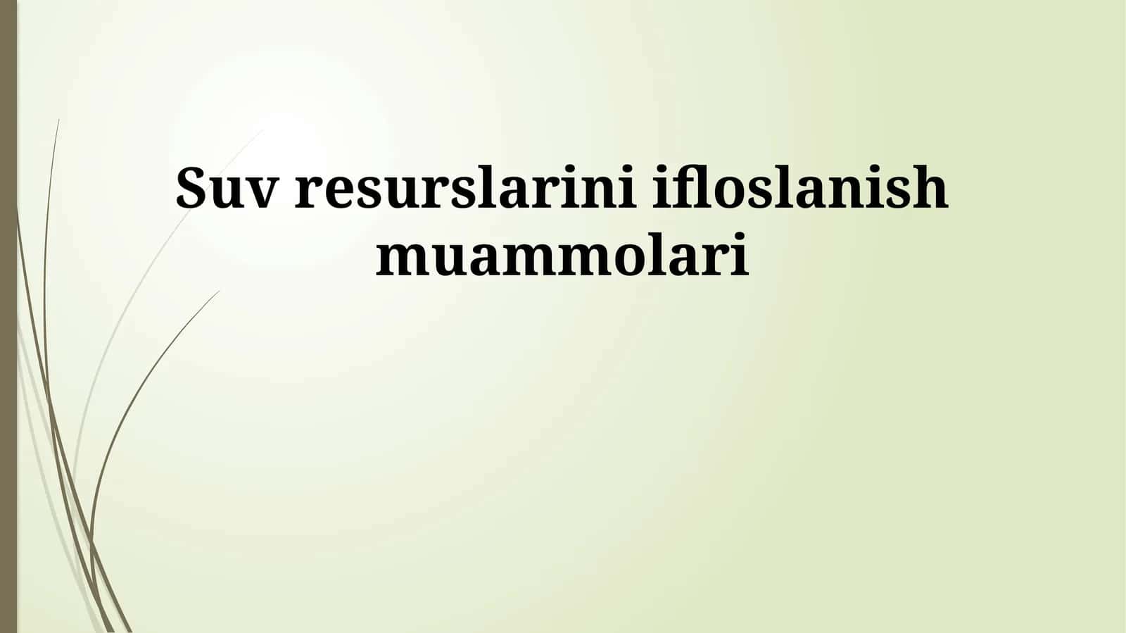 Suv resurslarini ifloslanish muammolari