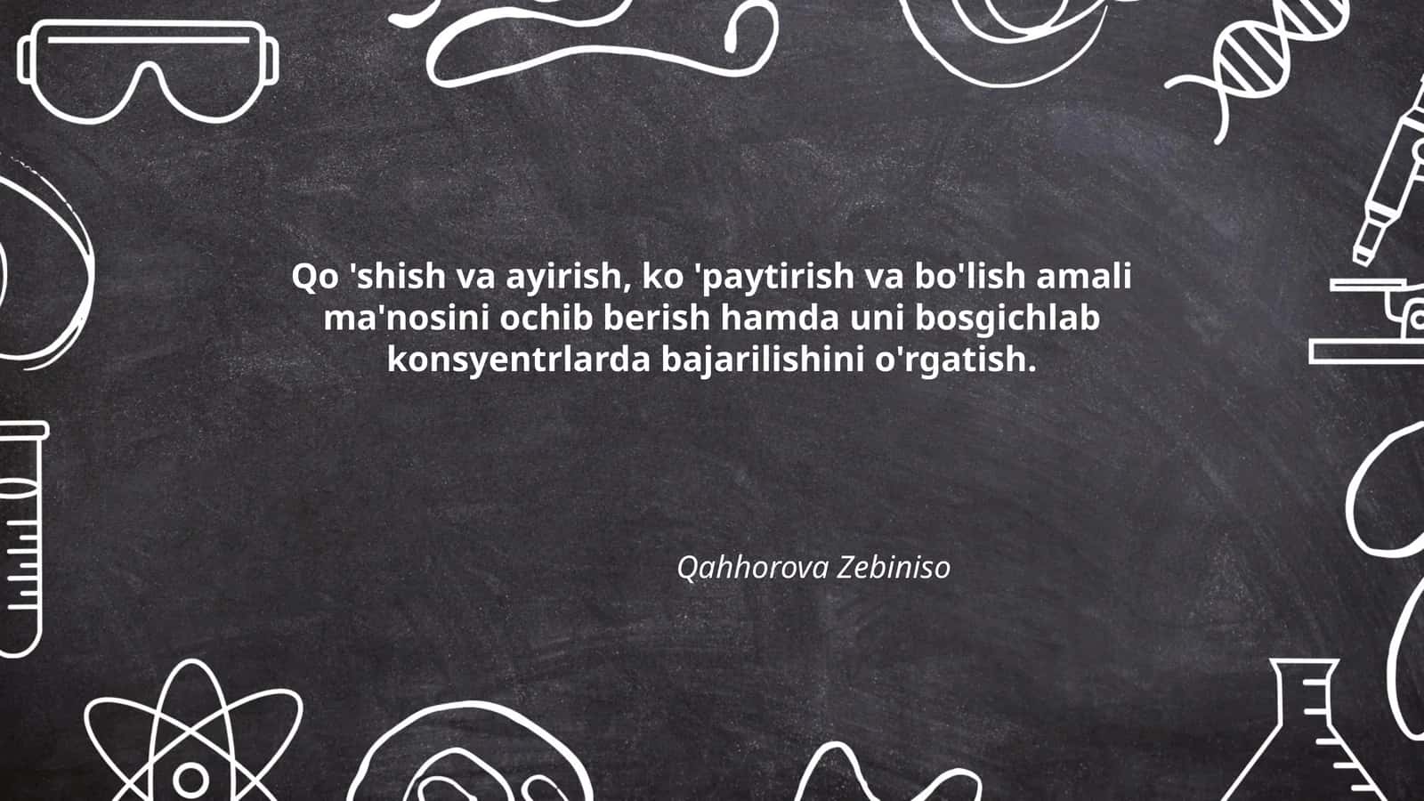 Qo'shish va ayirish, ko'paytirish va bo'lish amali ma'nosini ochib berish hamda uni bosgichlab konsyentrlarda bajarilishini o'rgatish