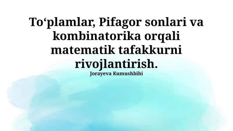 To'plamlar, Pifagor sonlari va kombinatorika