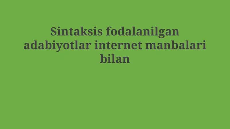 Internet manbalarining sintaktik tahlili
