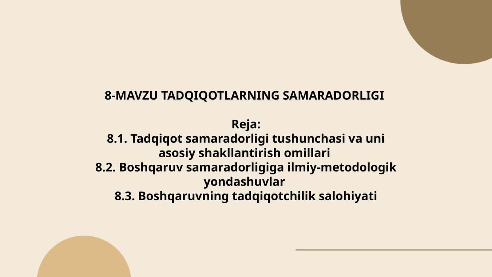 Tadqiqotlarning Samaradorligi