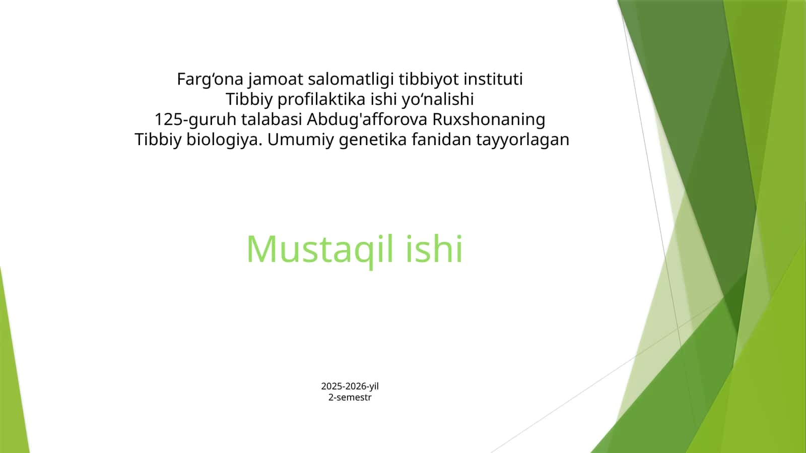 Tibbiy biologiya. Umumiy genetika
