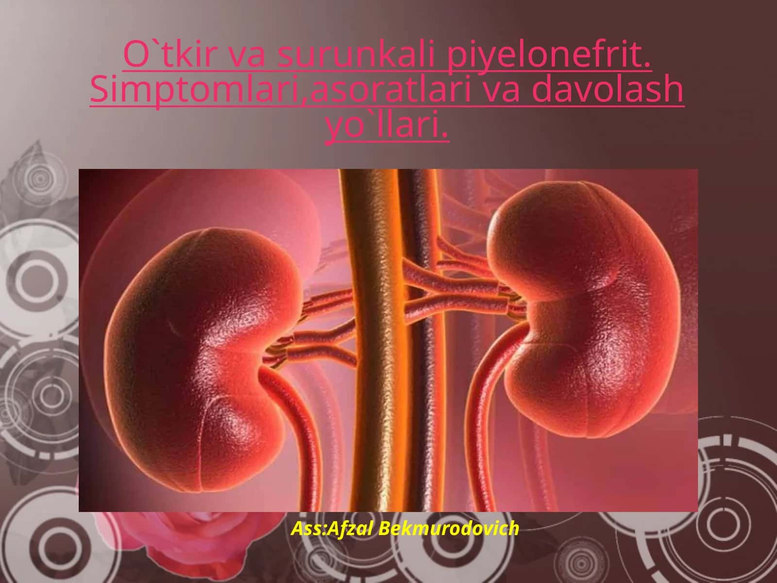O`tkir va surunkali piyelonefrit. Simptomlari, asoratlari va davolash yo`llari