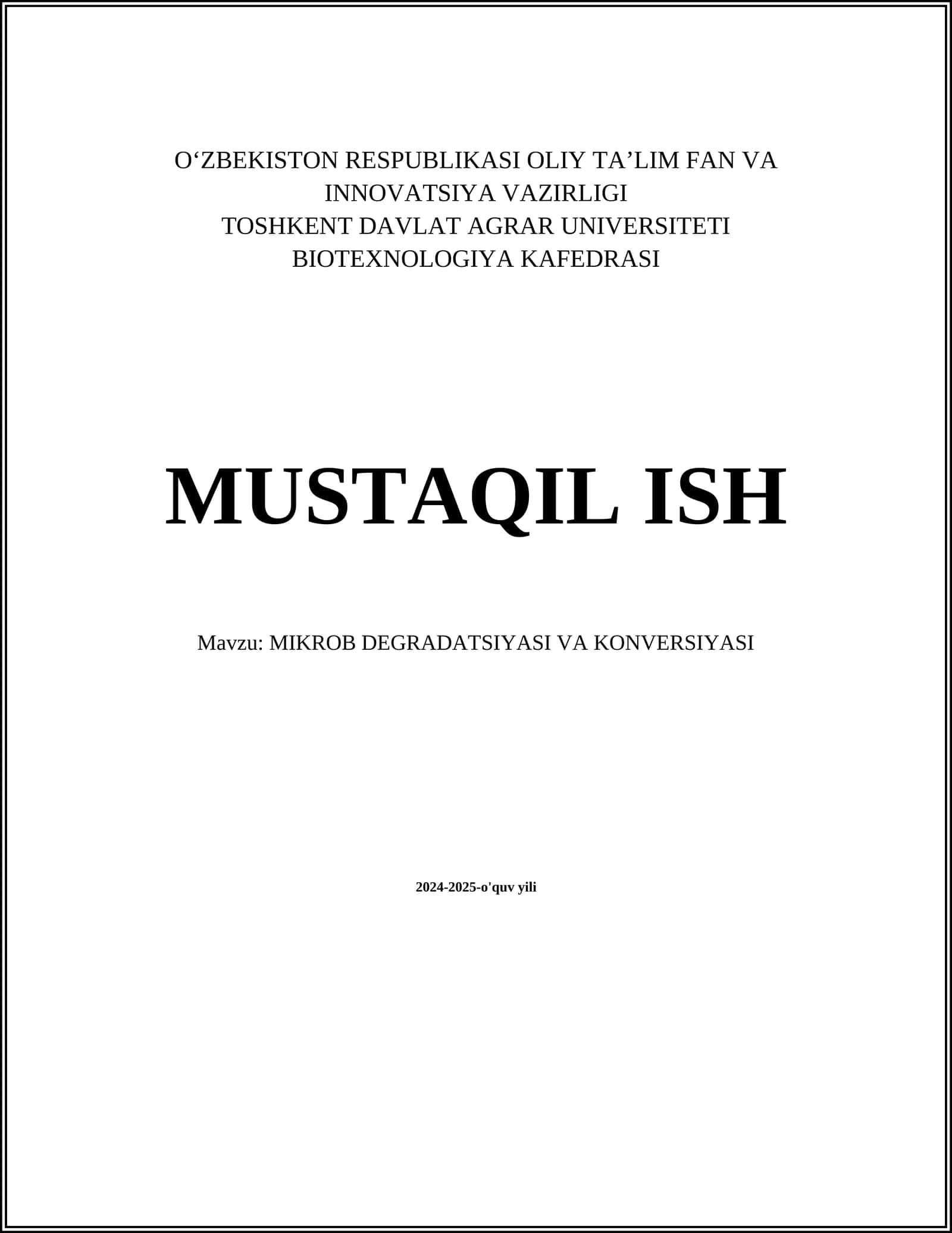 MIKROB DEGRADATSIYASI VA KONVERSIYASI