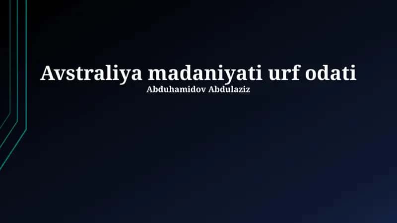 Avstraliya madaniyati urf odati