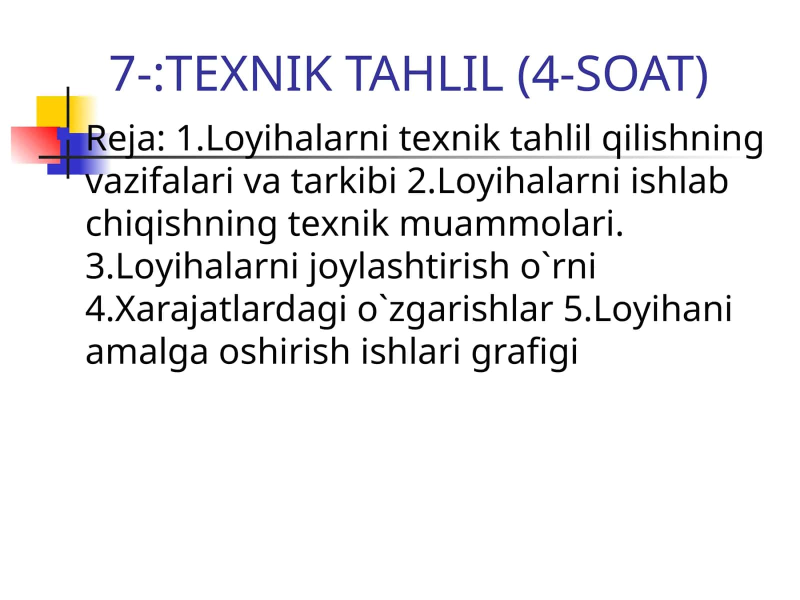TEXNIK TAHLIL (4-SOAT)