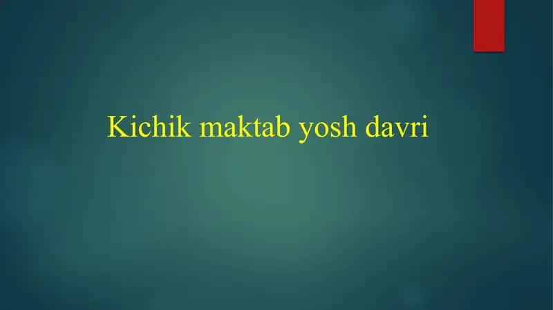 Kichik maktab yosh davri