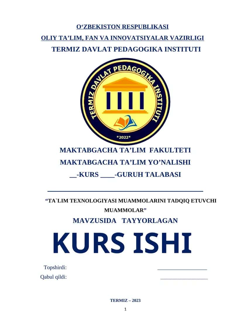 TA`LIM TEXNOLOGIYASI MUAMMOLARINI TADQIQ ETUVCHI MUAMMOLAR