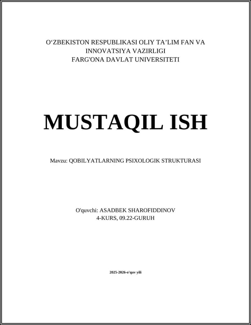 QOBILIYATLARNING PSIXOLOGIK STRUKTURASI