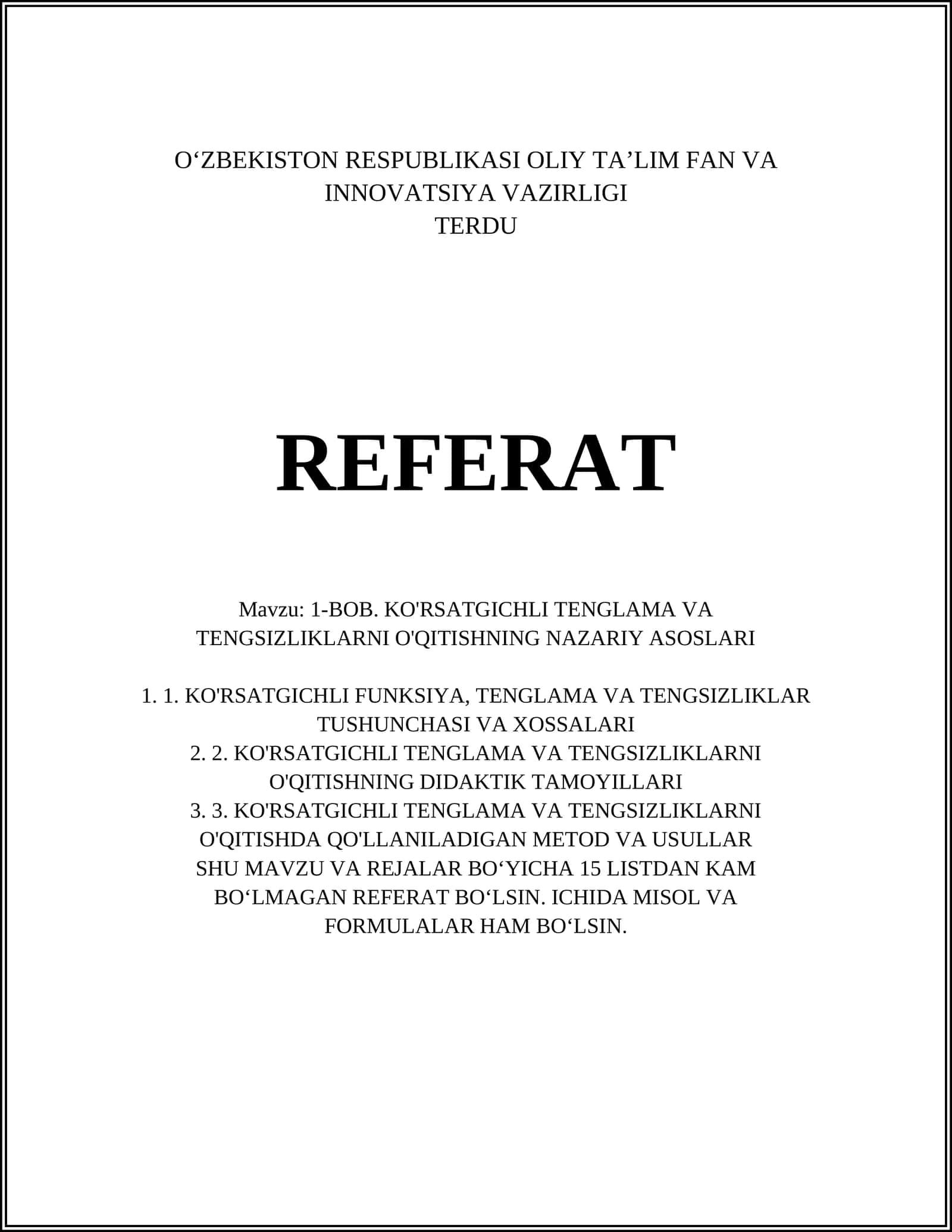 KO'RSATGICHLI FUNKSIYA
