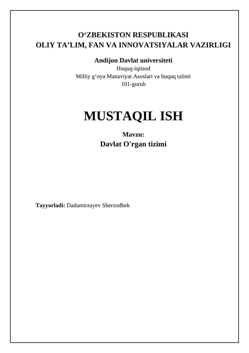 Davlat O'rgan tizimi