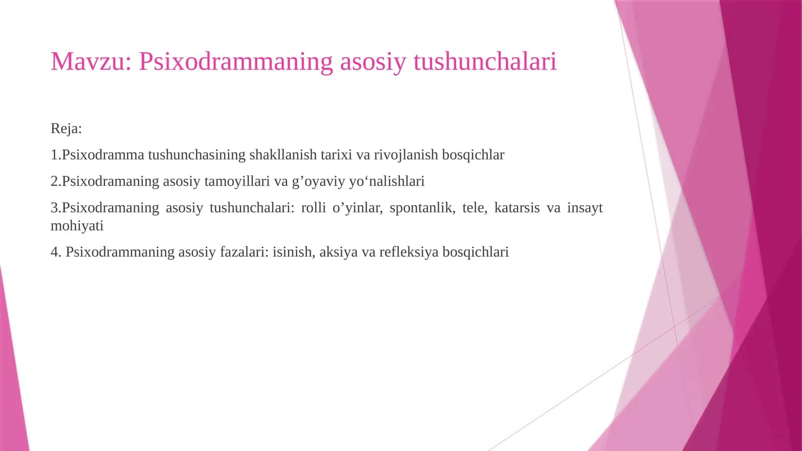Psixodrammaning asosiy tushunchalari
