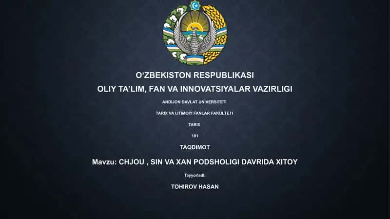 CHJOU, SIN VA XAN PODSHOLIGI DAVRIDA XITOY