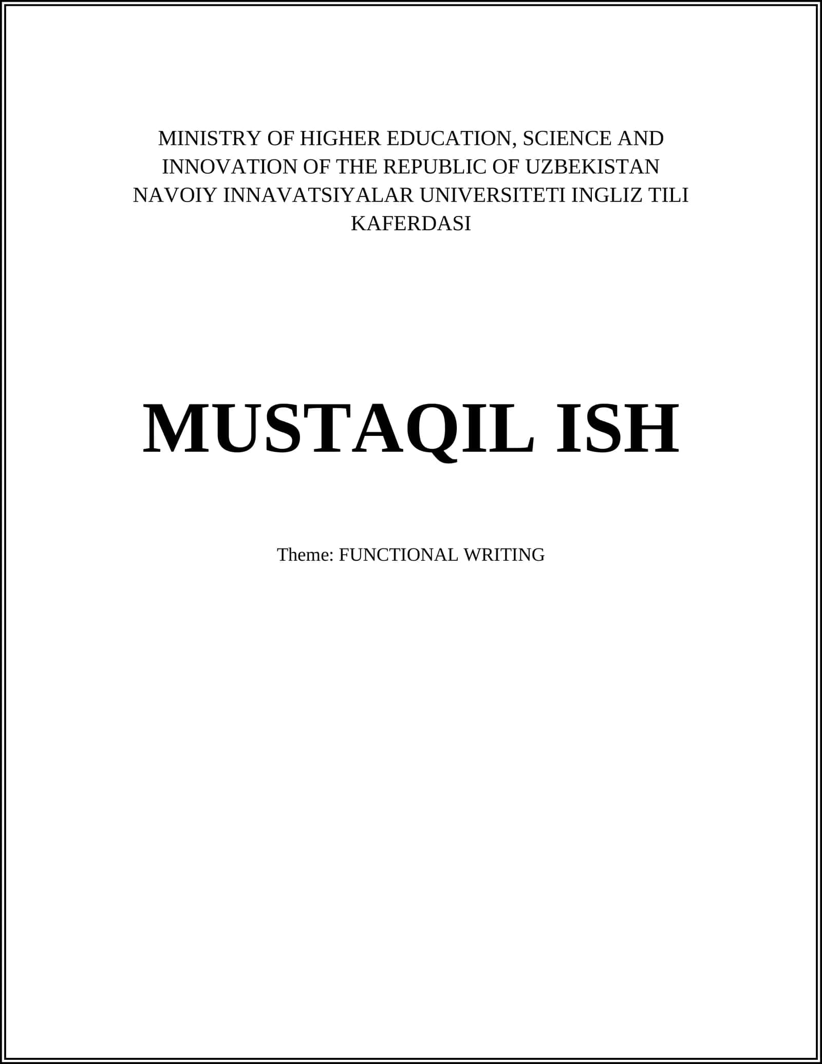 FUNCTIONAL WRITING