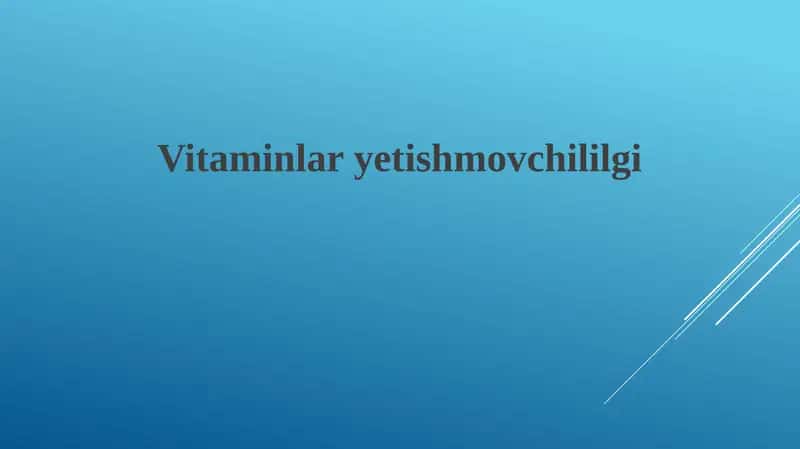 Vitamin Yetishmovchiligi