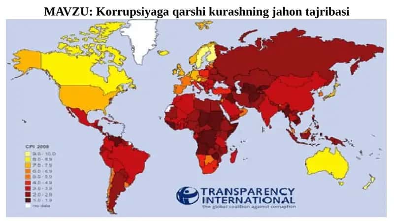 Korrupsiyaga qarshi kurashning jahon tajribasi