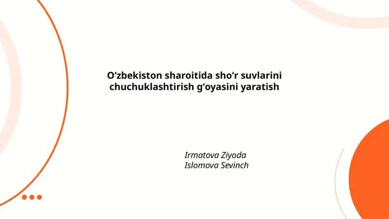 Shoʻr suvlarini chuchuklashtirish gʻoyasi