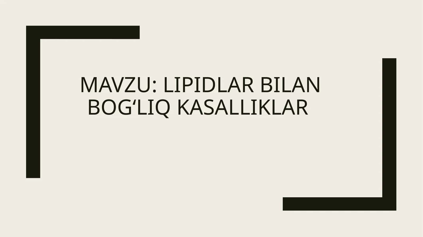 Lipidlar bilan bogʻliq kasalliklar