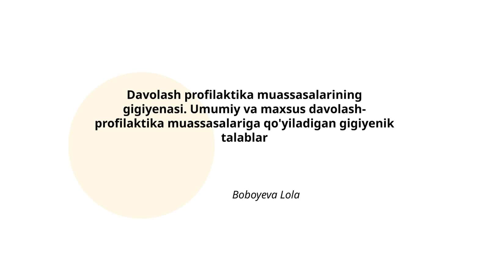 Davolash profilaktika muassasalarining gigiyenasi. Umumiy va maxsus davolash-profilaktika muassasalariga qo'yiladigan gigiyenik talablar