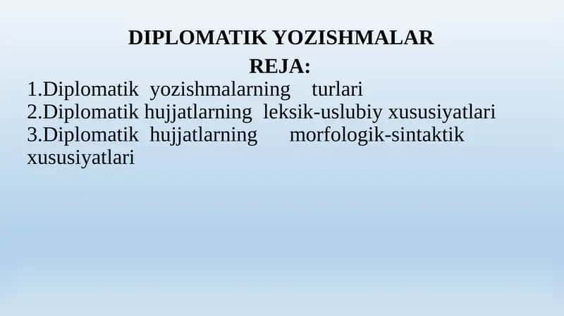 DIPLOMATIK YOZISHMALAR