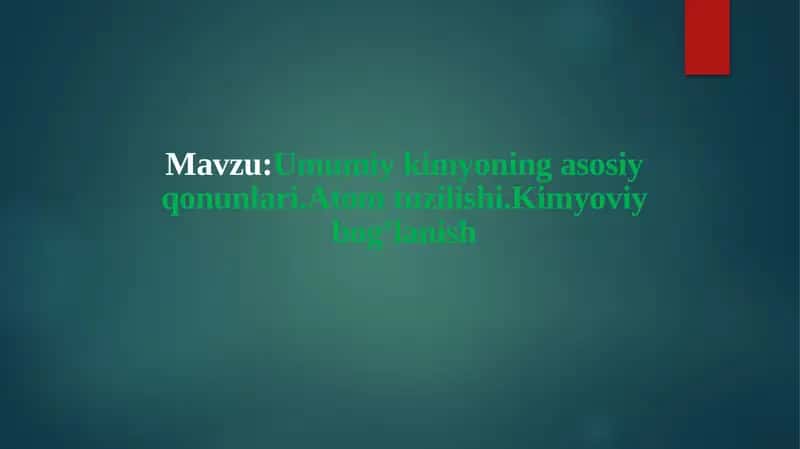 Umumiy kimyoning asosiy qonunlari