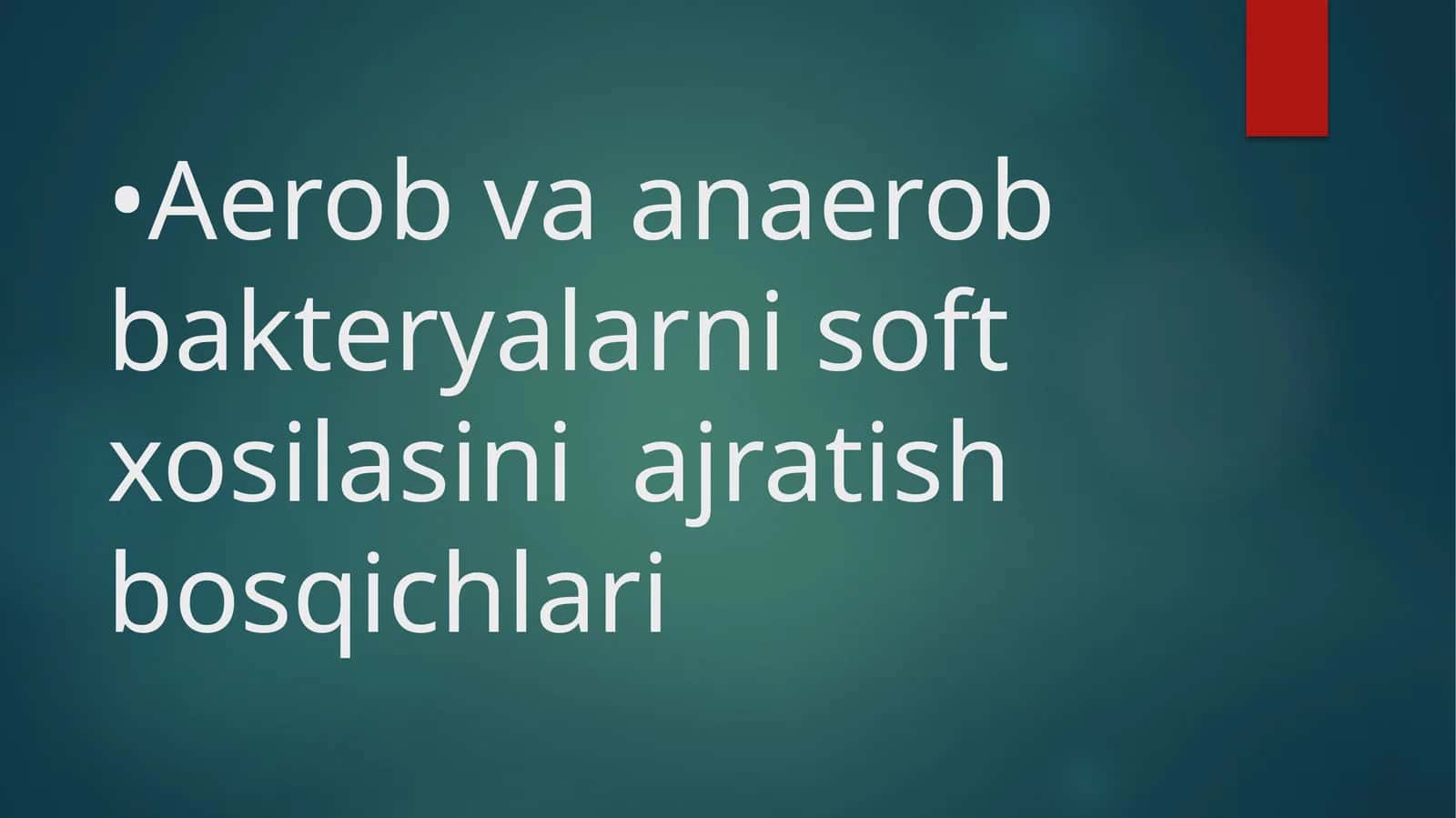 Aerob va anaerob bakteryalarni soft xosilasini ajratish bosqichlari