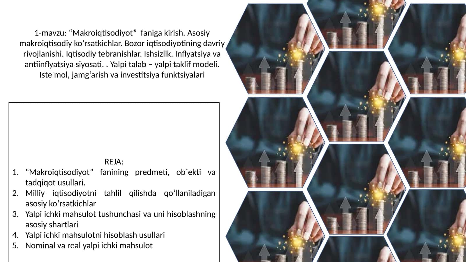 Makroiqtisodiyot fanidan asosiy va fikriy tayyorlash